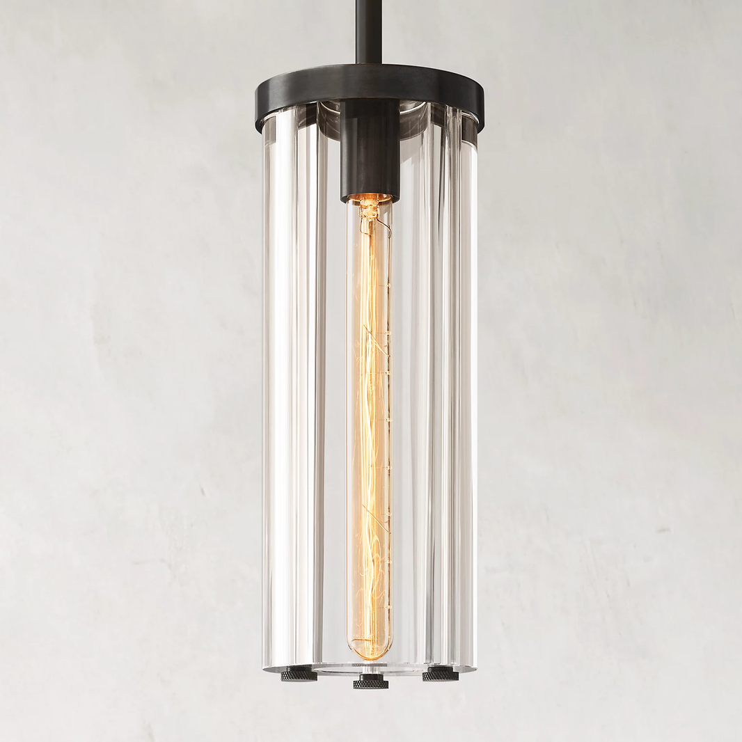 Savile Crystal Block Round Pendant Light