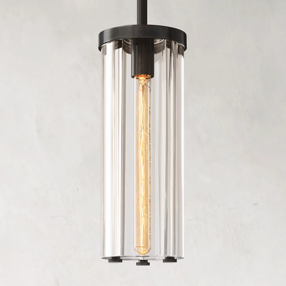 Savile Crystal Block Round Pendant Light
