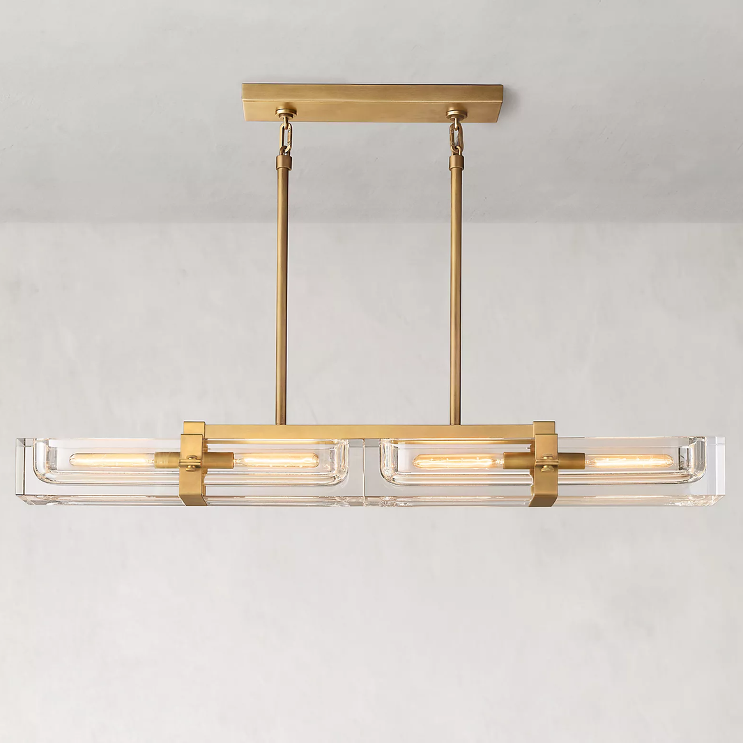Savile Crystal Block Linear Chandelier 48"