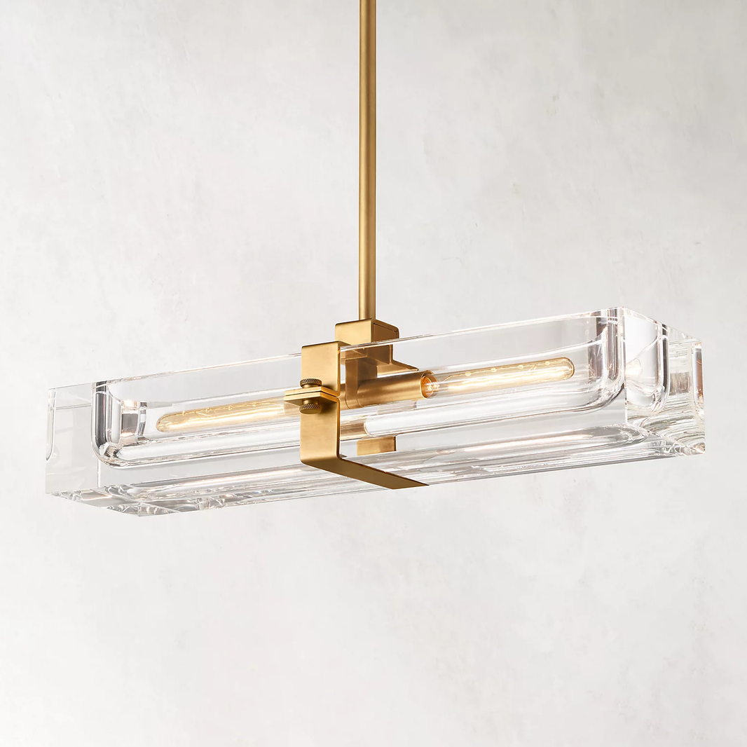 Savile Crystal Block Linear Chandelier 24"