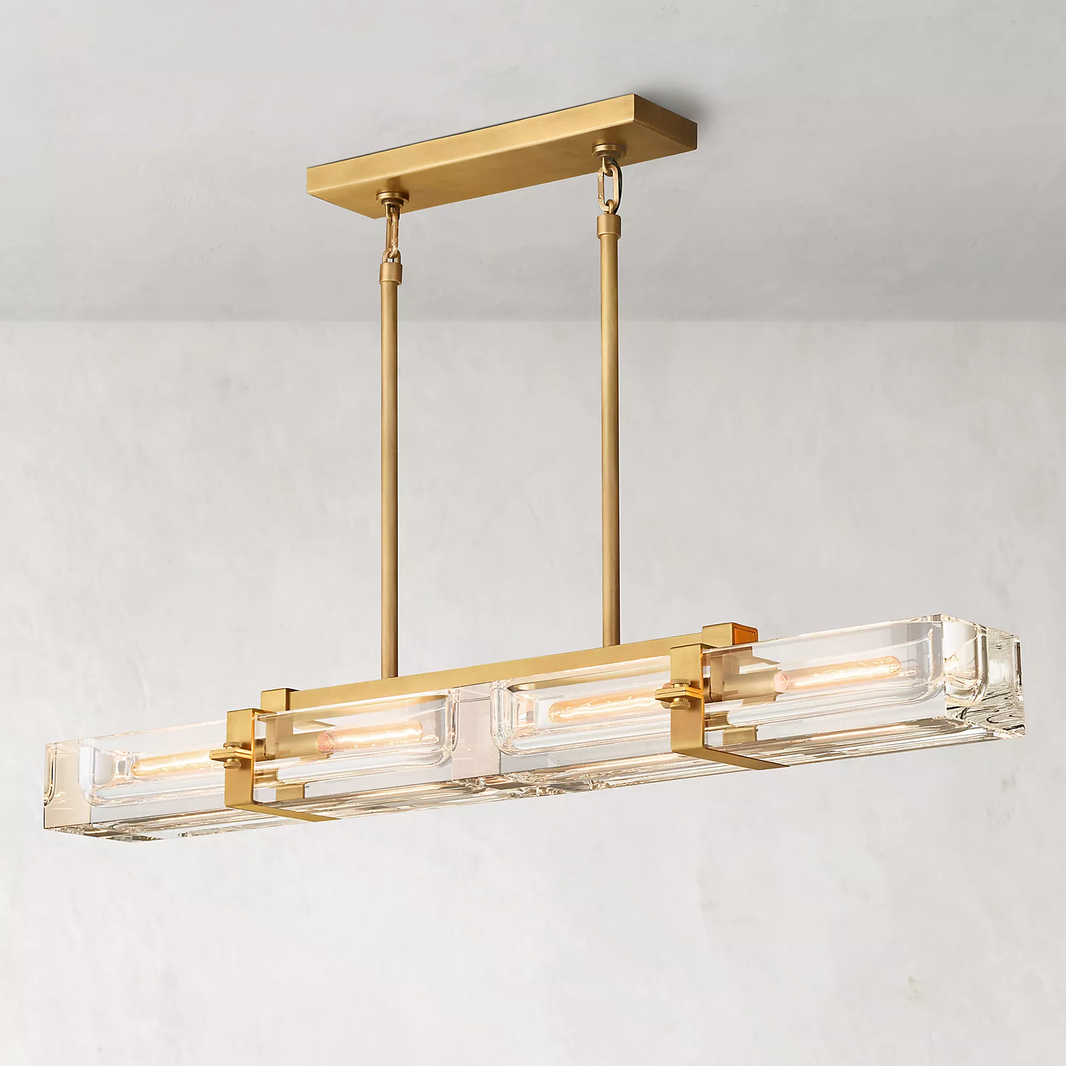 Savile Crystal Block Linear Chandelier 48"