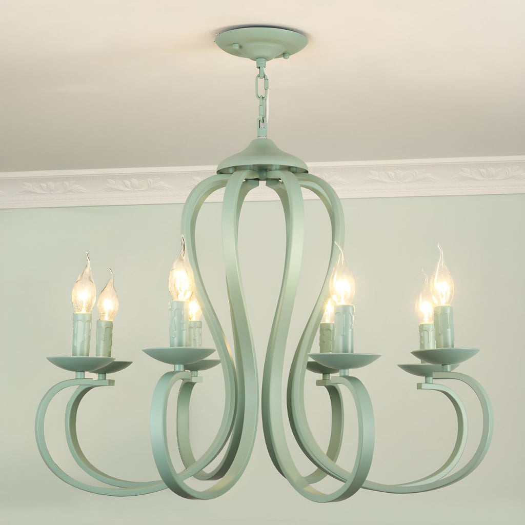 Vintage Candle Chandelier - Metal Multi-Light Fixture