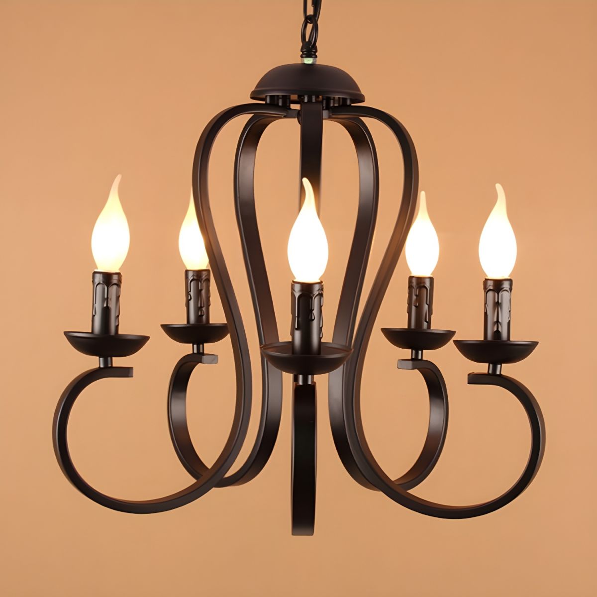 Vintage Candle Chandelier - Metal Multi-Light Fixture