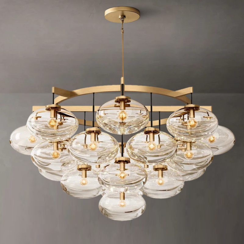 Cabrette Float Glass Round Chandelier 48"