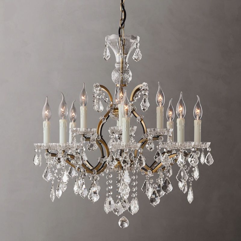 Rococo Vintage Crystal Round Chandelier 28"