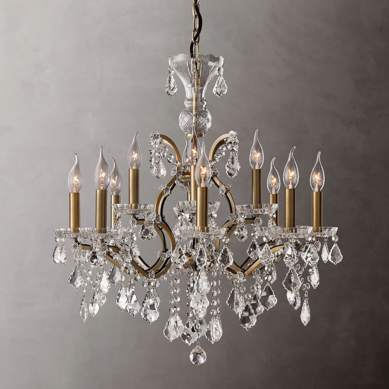 Rococo Vintage Crystal Round Chandelier 28"