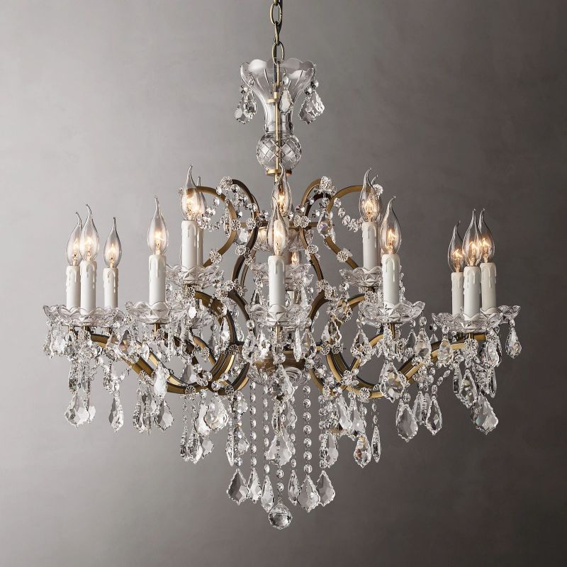 Rococo Vintage Crystal Round Chandelier 33"