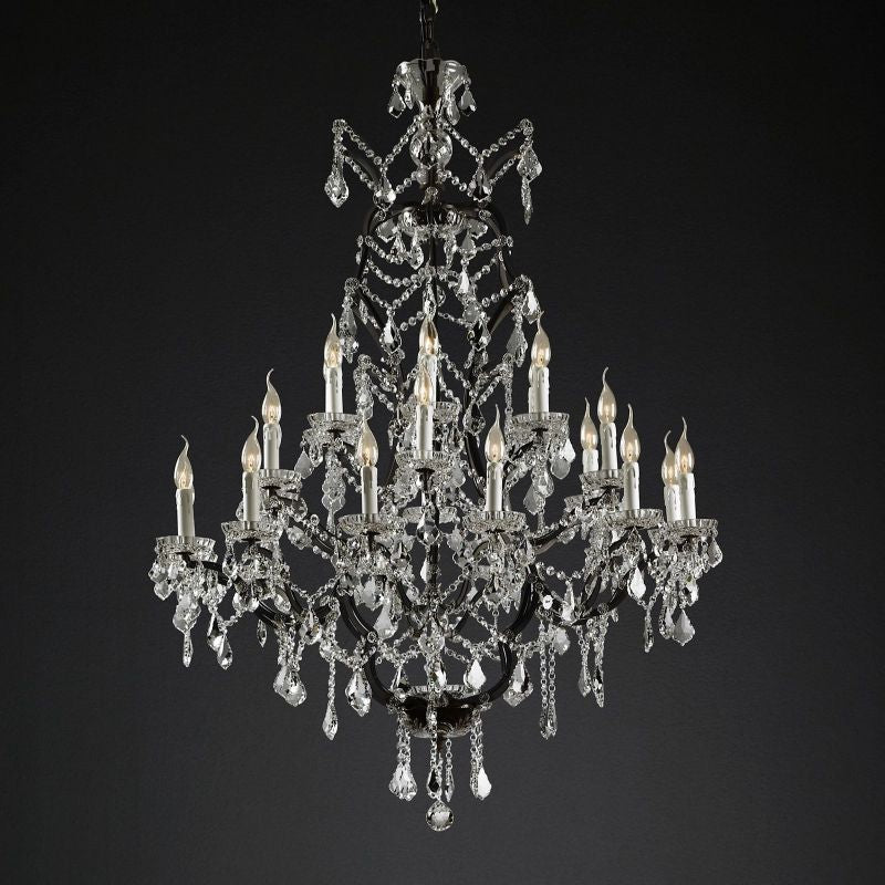 Rococo Vintage Crystal Round Chandelier 40"