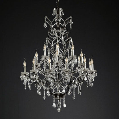 Rococo Vintage Crystal Round Chandelier 40"