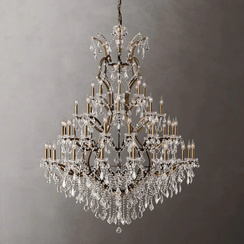 Rococo Vintage Crystal Round Chandelier 60"