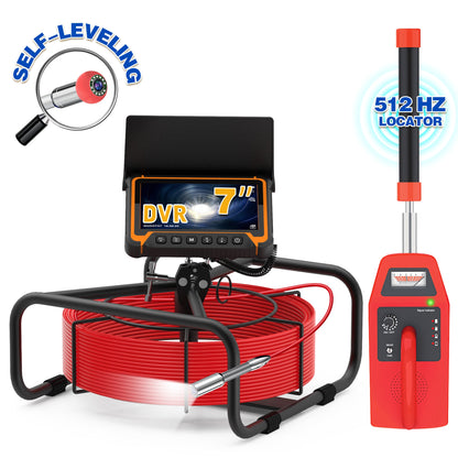 H7DVE Sewer Inspection Camera – 512Hz Locator, Self-Leveling, 7" IPS Monitor