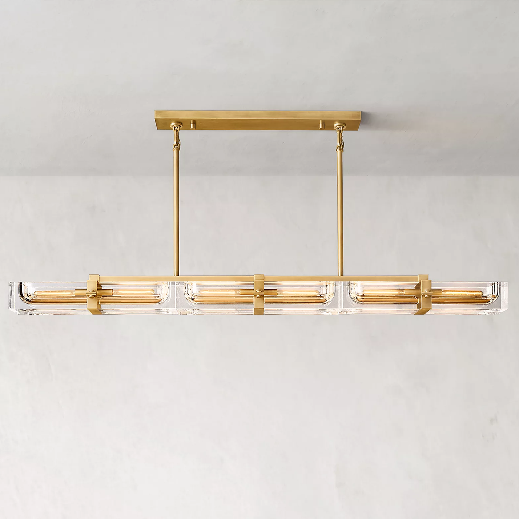 Savile Crystal Block Linear Chandelier 72"