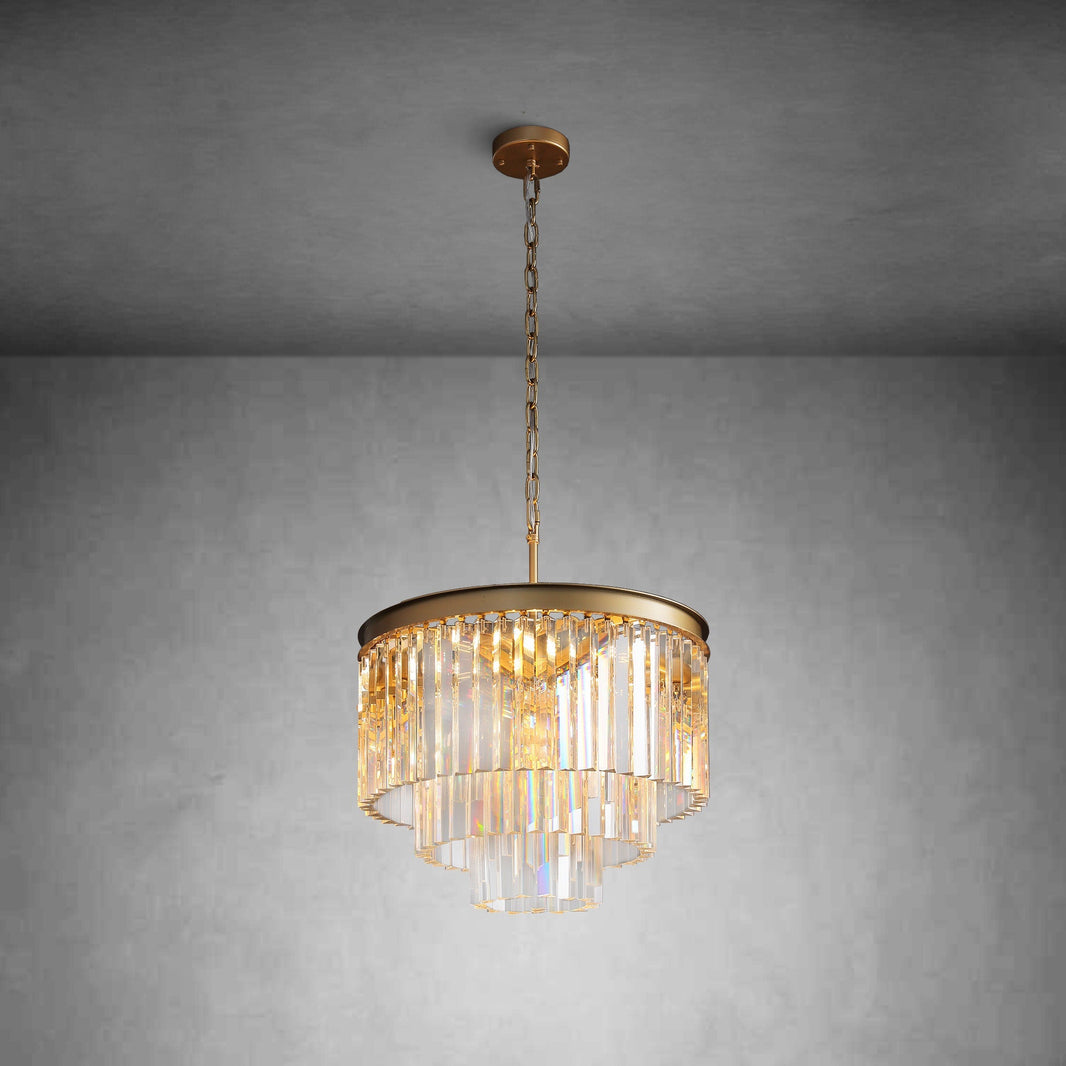 Odiana Series K9 Crystal Tiered Round Chandelier 19" 31" 43" Chandelier For Living Room Dinning Room