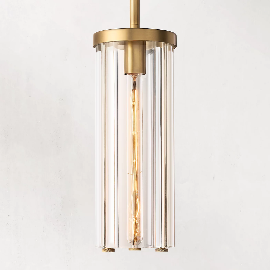 Savile Crystal Block Round Pendant Light