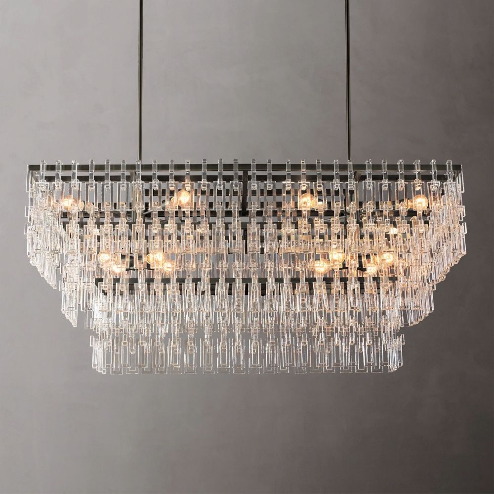 Marignan Modern Crystal Tiered Rectangle Chandelier 60"