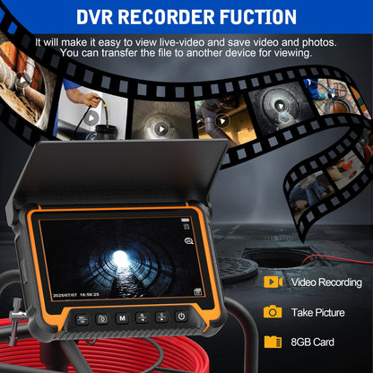 H7DVE Sewer Inspection Camera – 512Hz Locator, Self-Leveling, 7" IPS Monitor