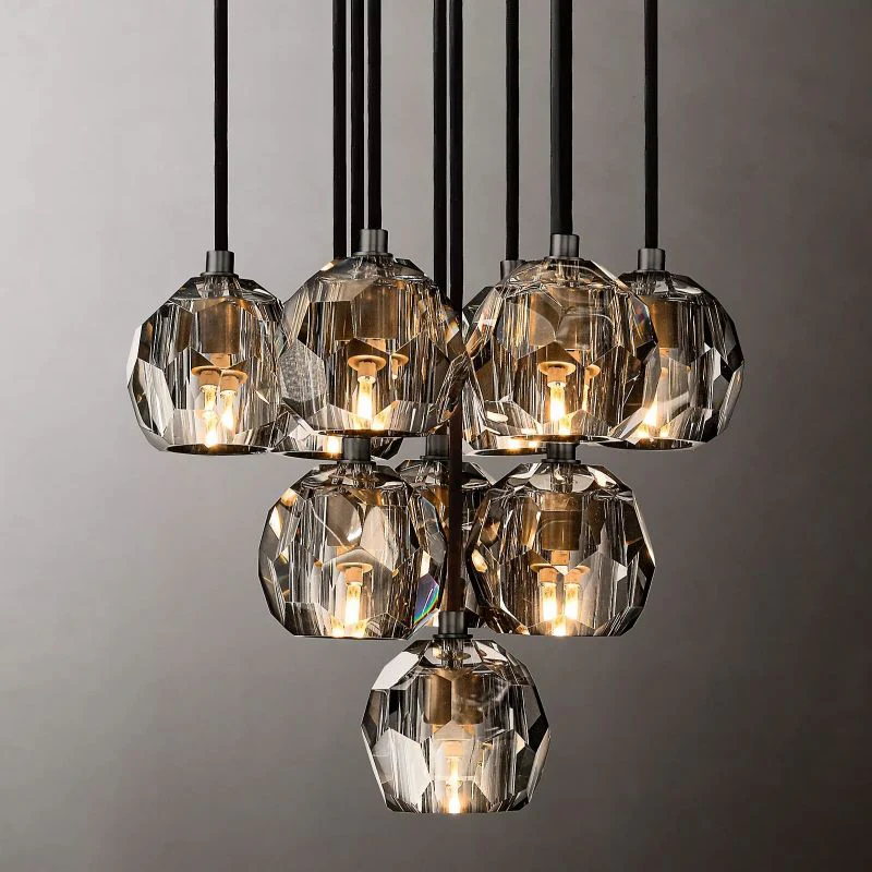 Boule De Radiant Crystal Cluster Chandelier 14"