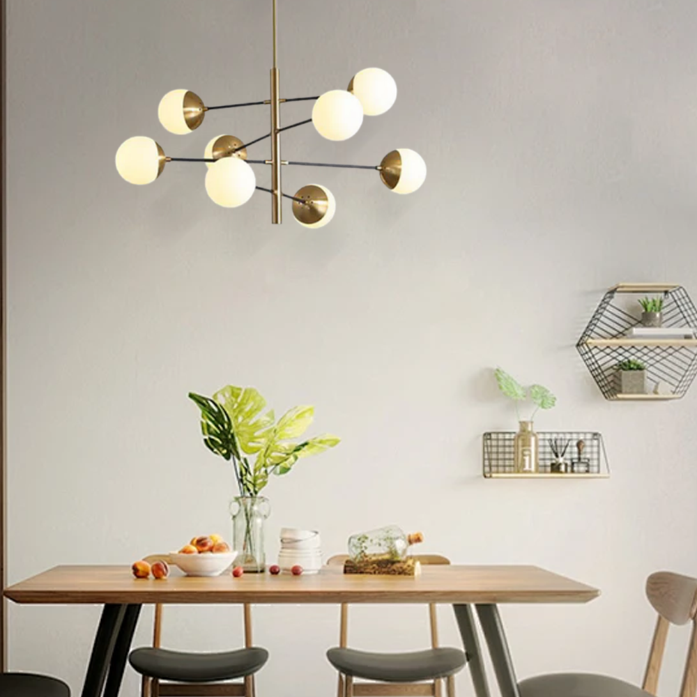 Gold Chandelier – Multi Globe Metal/Glass Dining Room