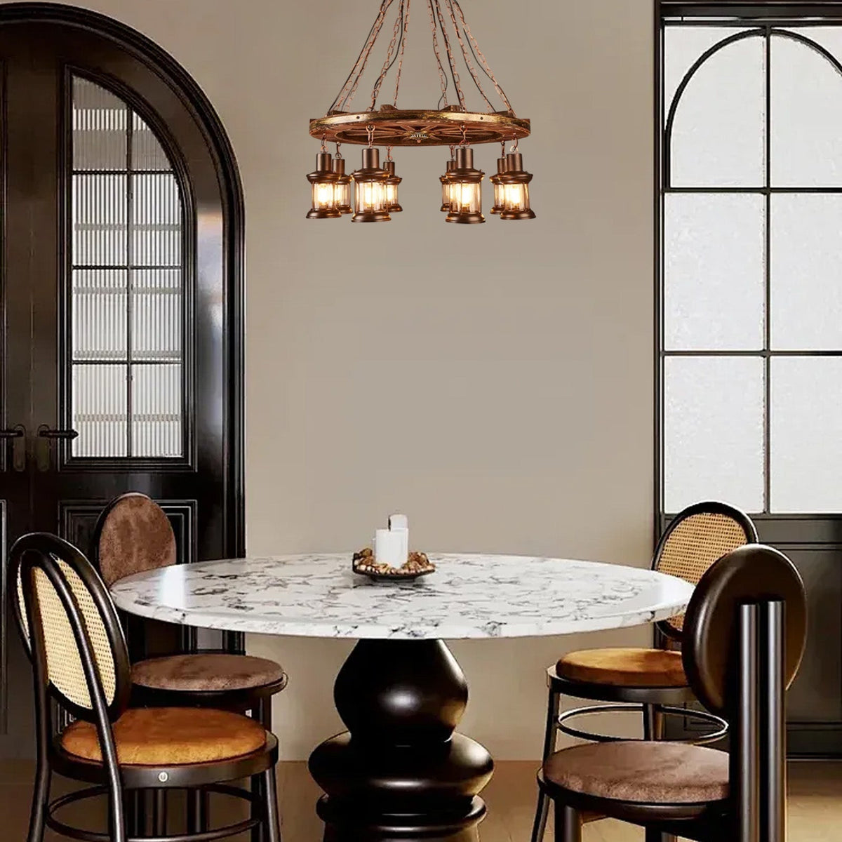 drainpangolin Irondale Vintage Rudder Pendant Light — Wood & Metal Industrial for Kitchen/Dining Room