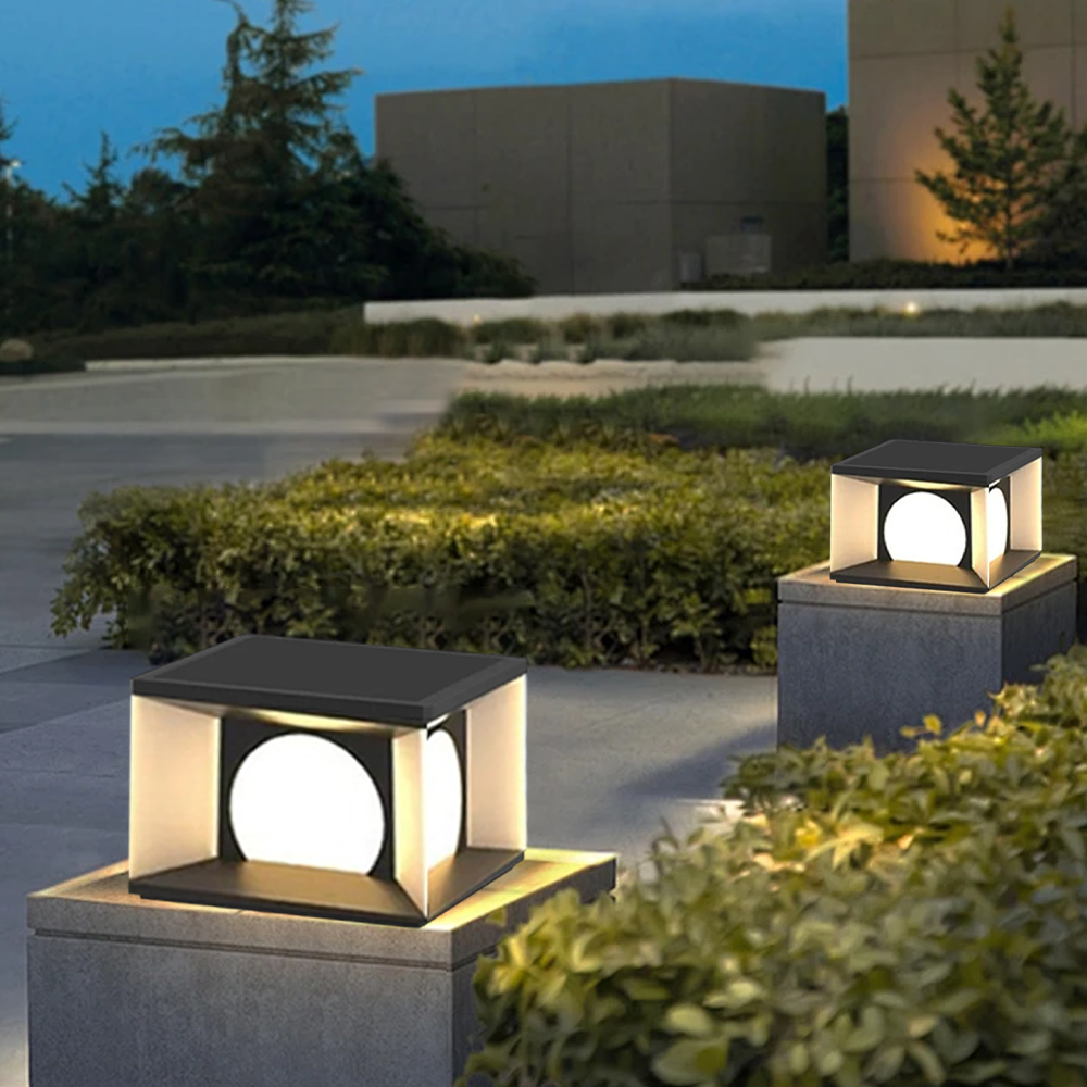 Modern Black Outdoor Pillar Light for Garden