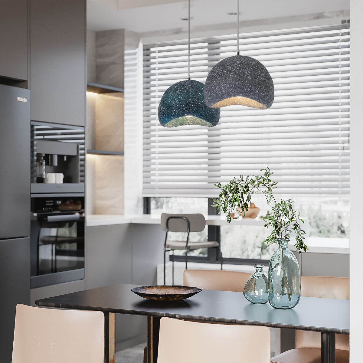 Art Deco Pendant Light – Blue/Gray