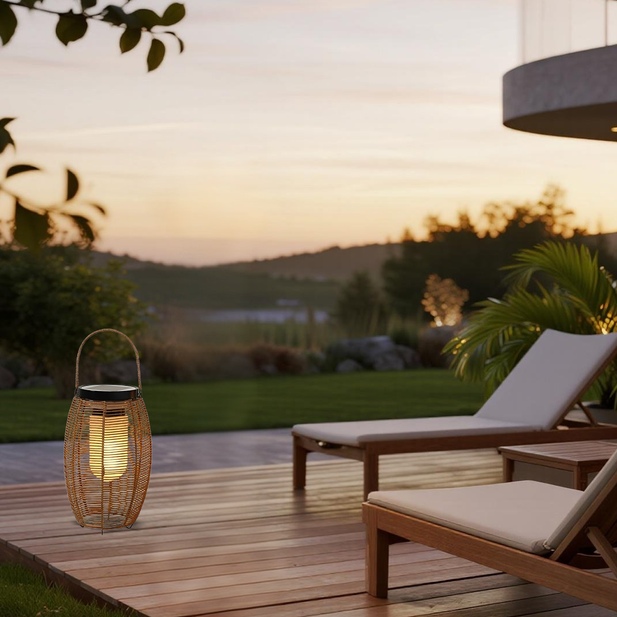 Farmhouse Floor Lamp -Metal/Rattan