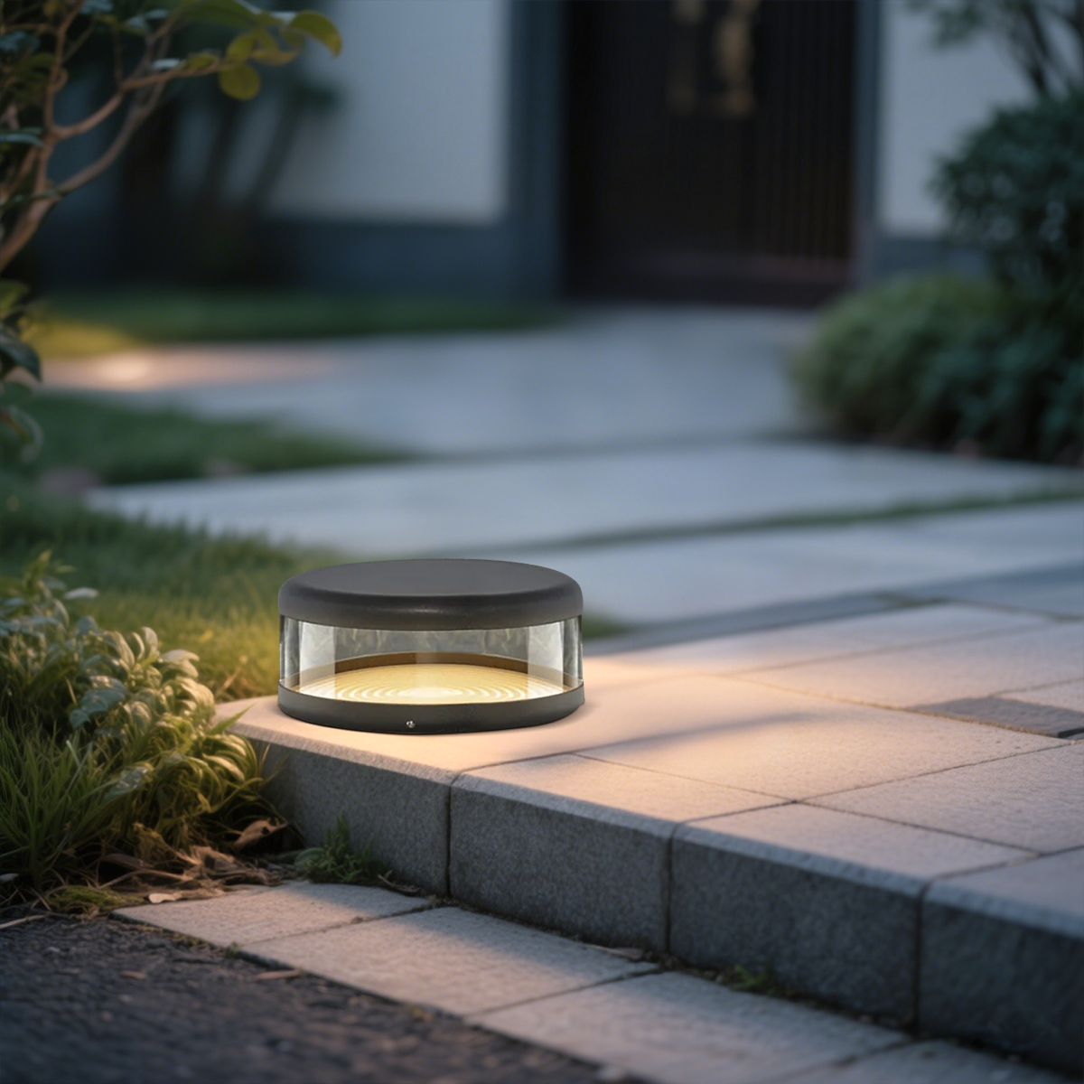 Irondale Modern Black Outdoor Pathway Lights Metal Acrylic Cylindrical Outdoor
