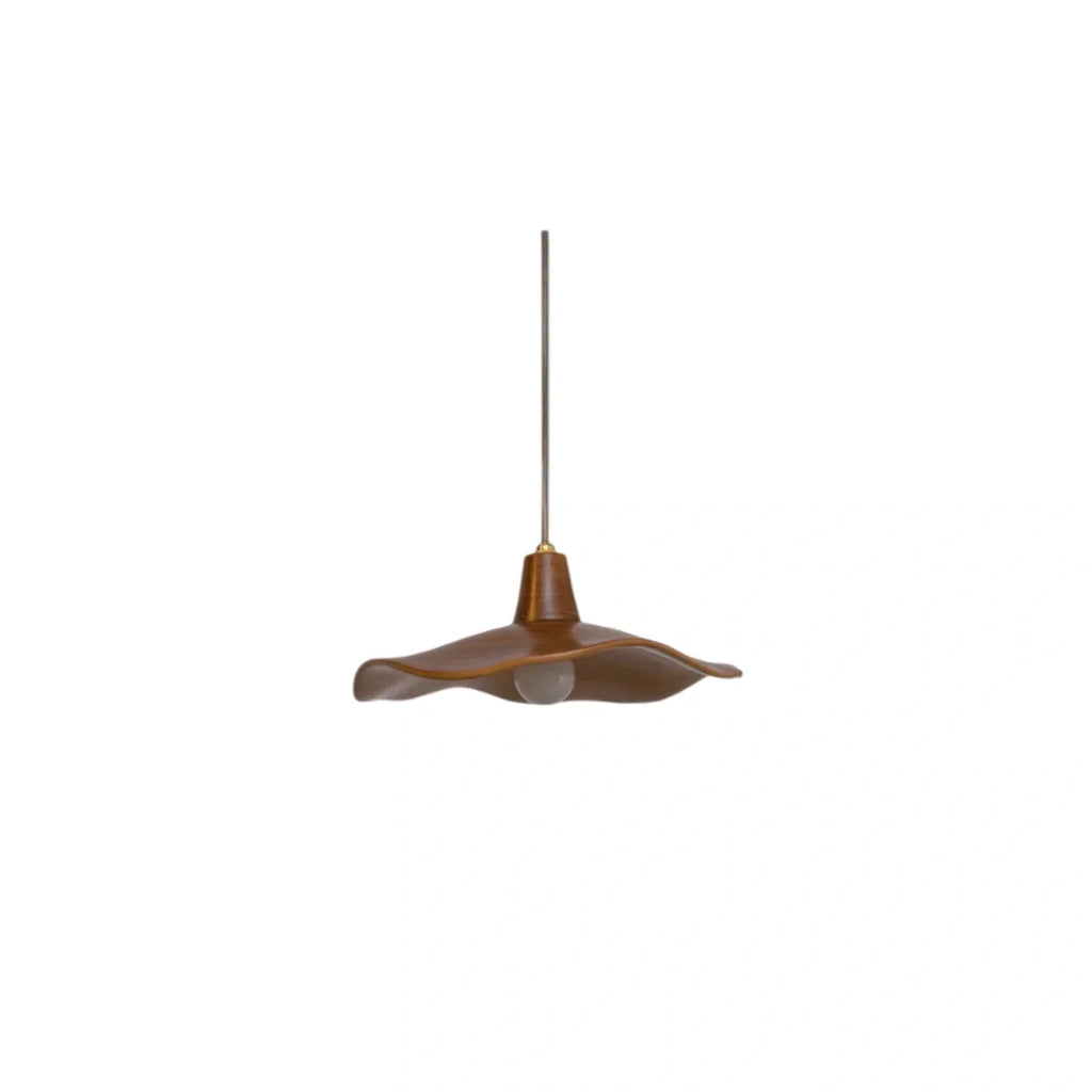 drainpangolin Zenno Retro Wave Pendant Light – Mahogany Resin & Metal Design for Dining Room