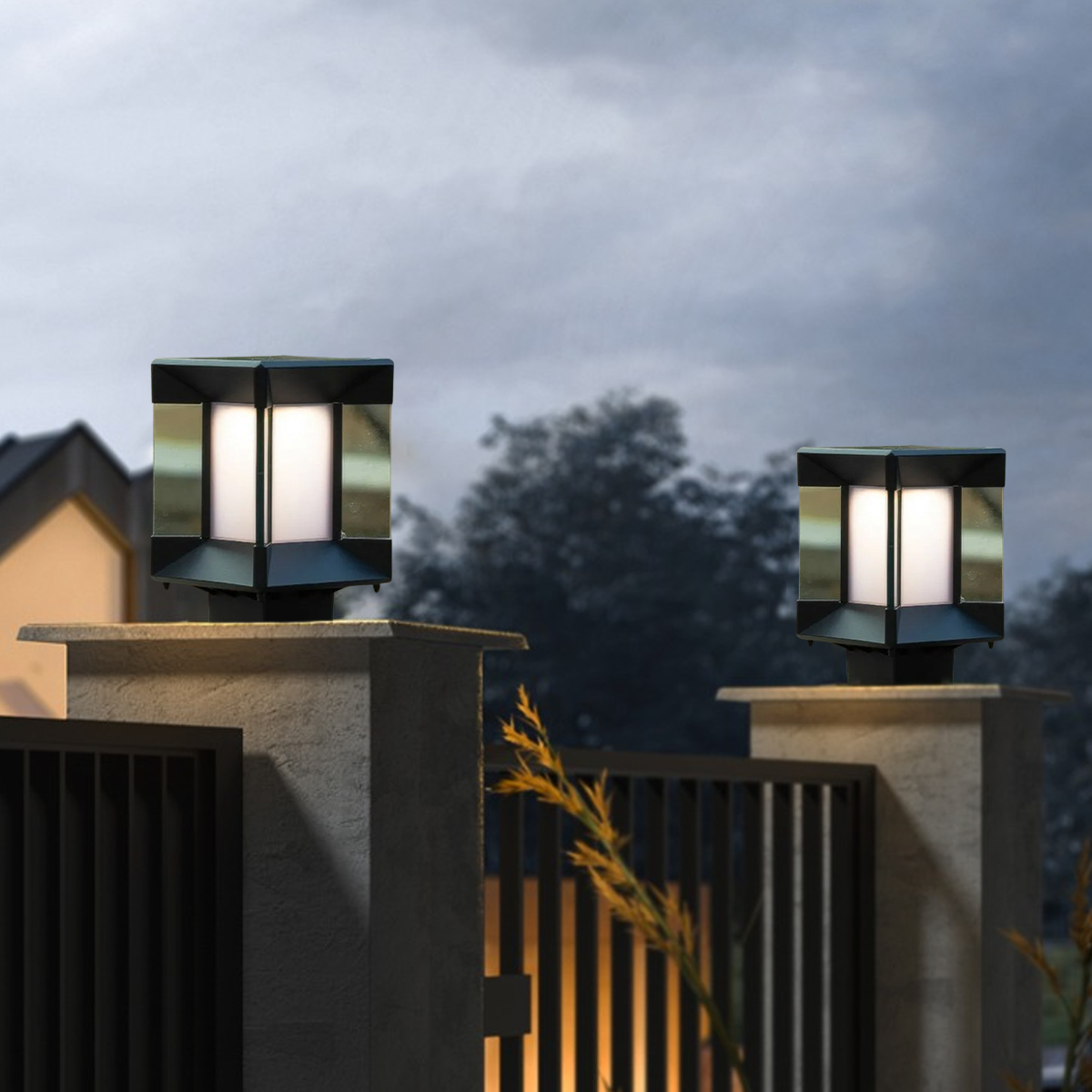 Modern Pathway Lights - Black Metal Rectangular Design for Garden