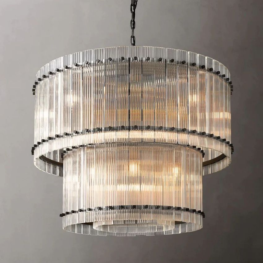 San Marco Vintage Glass Two-Tier Round Chandelier 37"