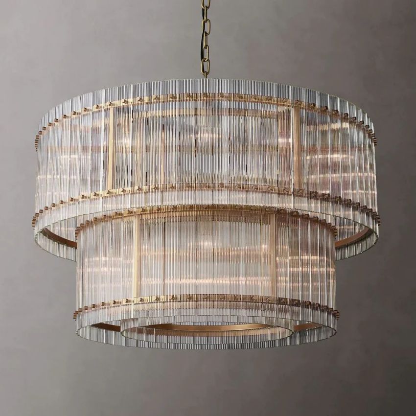 San Marco Vintage Glass Two-Tier Round Chandelier 48"