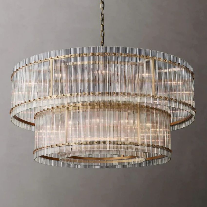 San Marco Vintage Glass Two-Tier Round Chandelier 60"