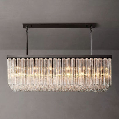 Cielo Lustred Glass Rectangle Chandelier 73"