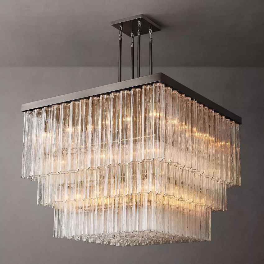 Cielo Lustred Glass Square Chandelier 45"