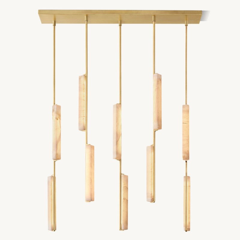 Audubon Sculpt Alabaster Linear Chandelier 54"