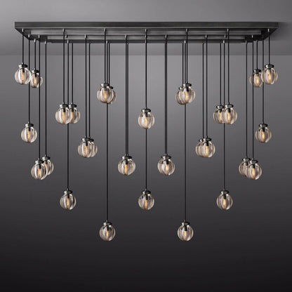 Pearl Carved Inciso Rectangle Chandelier 72"