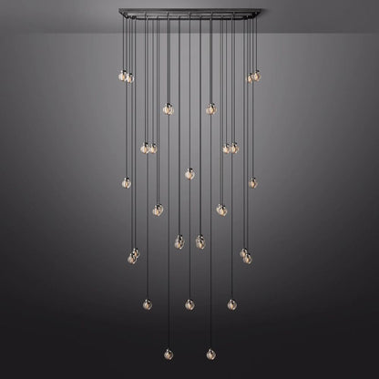 Pearl Carved Inciso Rectangle Chandelier 72"