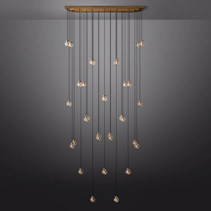 Pearl Carved Inciso Rectangle Chandelier 72"