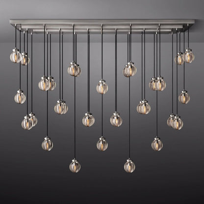 Pearl Carved Inciso Rectangle Chandelier 72"