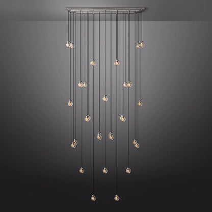 Pearl Carved Inciso Rectangle Chandelier 72"