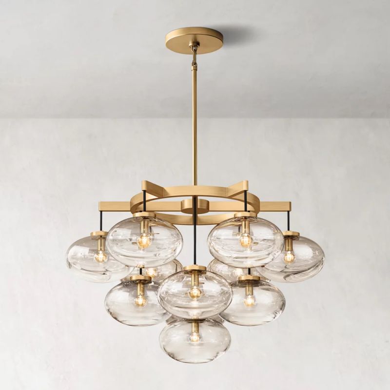 Cabrette Float Glass Round Chandelier 36"