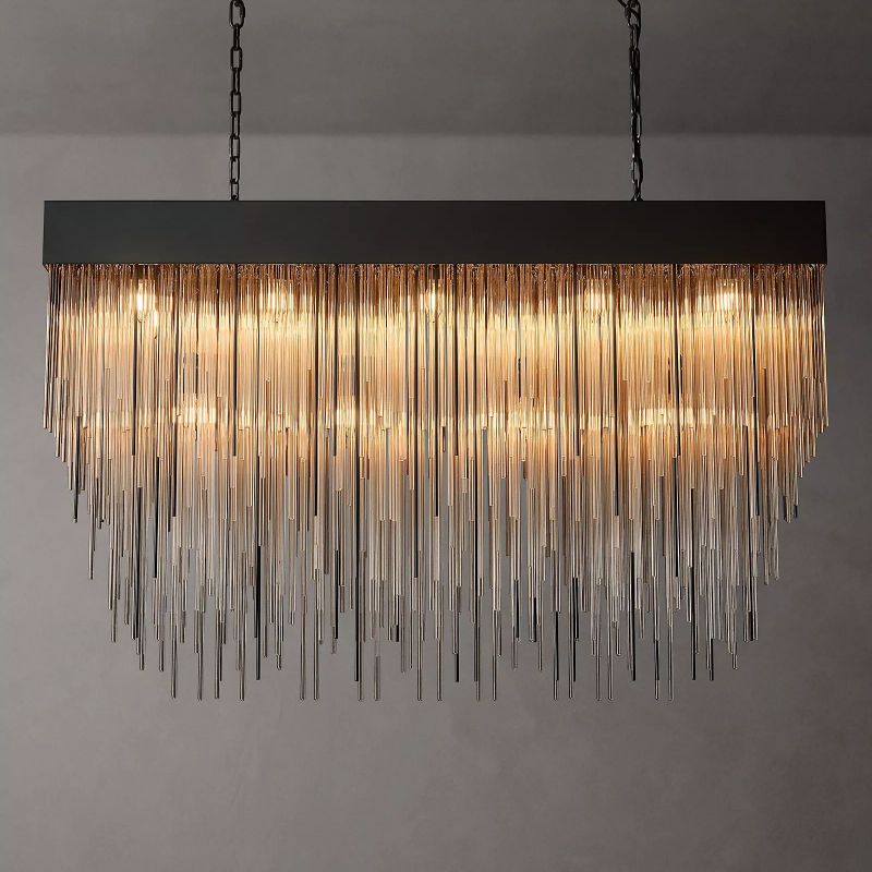 Cascada Stacked Prism Rectangular Chandelier 54"