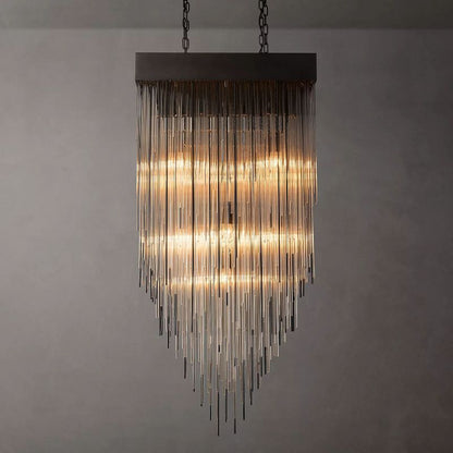 Cascada Stacked Prism Square Chandelier 30"