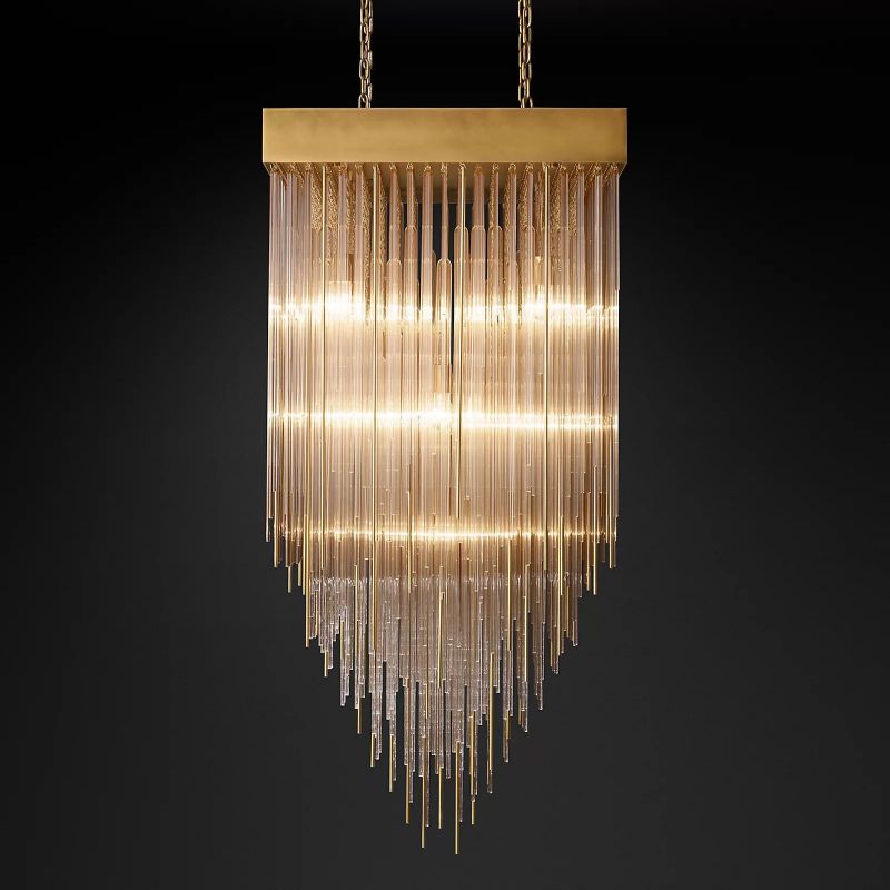 Cascada Stacked Prism Square Chandelier 30"