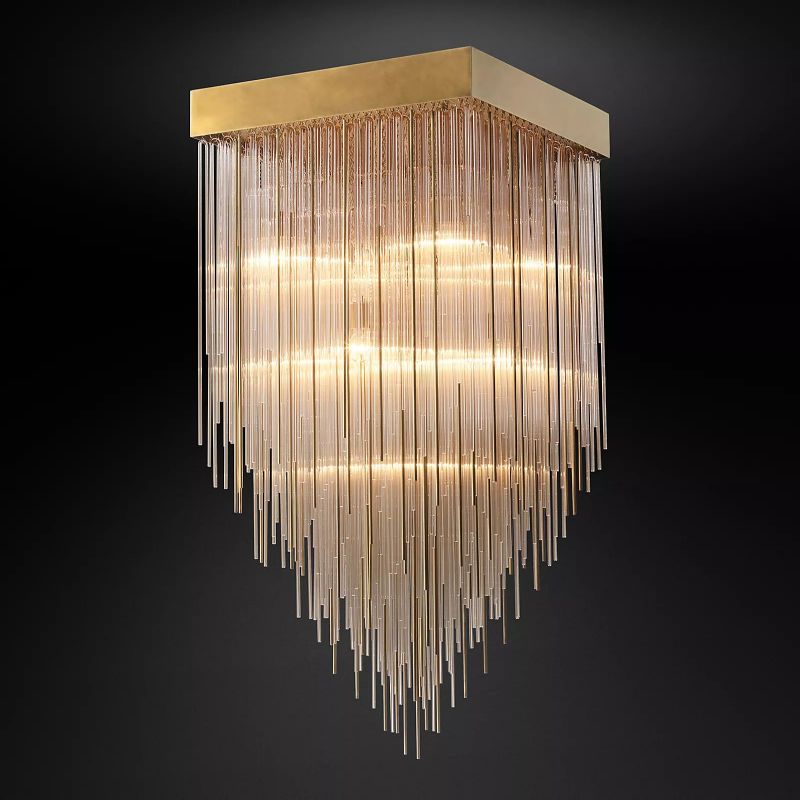Cascada Stacked Prism Square Chandelier 30"