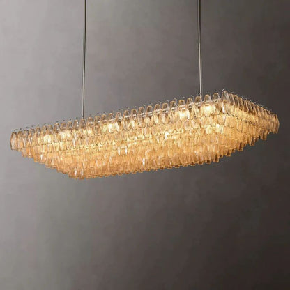 Chiara Murano Glass Tiered Rectangular Chandelier 74"