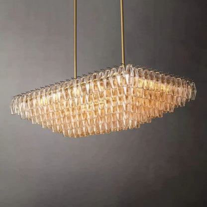 Chiara Murano Glass Tiered Rectangular Chandelier 54"