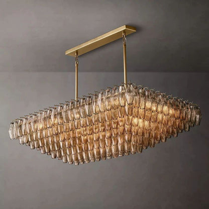Chiara Murano Glass Tiered Rectangular Chandelier 54"
