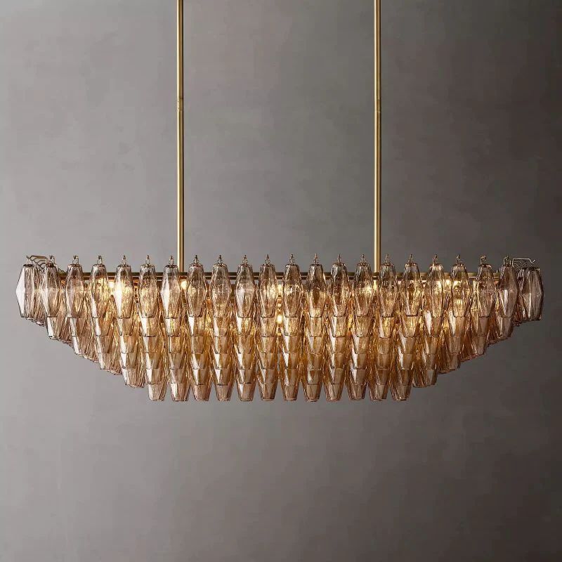 Chiara Murano Glass Tiered Rectangular Chandelier 54"
