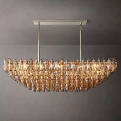 Chiara Murano Glass Tiered Rectangular Chandelier 54"